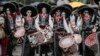 Performers participate in the Day of the Dead parade in Mexico City, Saturday, Nov. 2, 2019. 