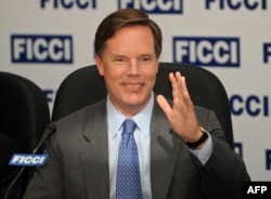 File - Nicholas Burns Gestures During A Meeting In New Delhi On August 18, 2009.  President Joe Biden Nominated Burns To Be Ambassador To China On August 20, 2021.