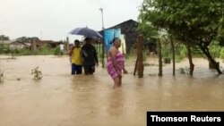 Kawasan terdampak banjir yang dipicu Badai Iota di Cartagena, Kolombia, 17 November 2020. 