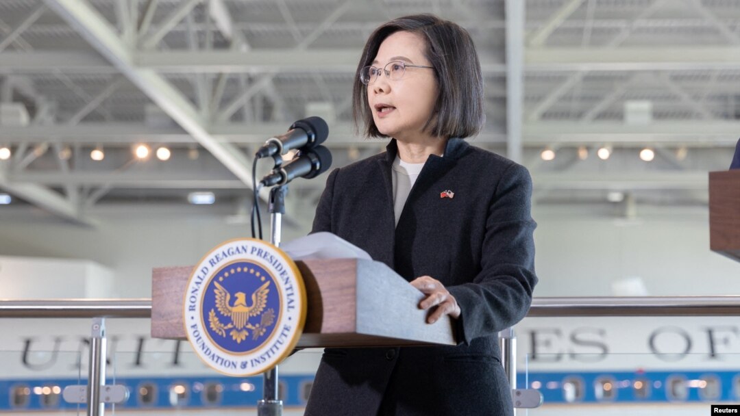 FILE - Taiwan's President Tsai Ing-wen meets the U.S. Speaker of the House Kevin McCarthy, in Simi Valley, California.