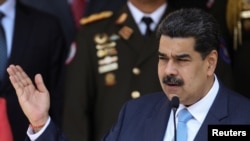 Venezuela's President Nicolas Maduro speaks during a news conference at Miraflores Palace in Caracas, March 12, 2020.