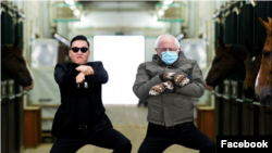 K pop star Psy and Vermont Sen. Bernie Sanders in a viral meme.