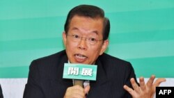 民進黨的前主席謝長廷10月1日在台北一個記者會上發言