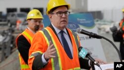 Andrew Wheeler, the U.S. Environmental Protection Agency's Acting Administrator, talks to reporters, Oct. 3, 2018, after touring the Georgetown Wet Weather Treatment Station in Seattle.