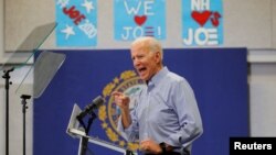 Cựu Phó Tổng thống Joe Biden tại một cuộc vận động tranh cử ở New Hampshire, 13/5/2019 