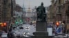 FILE - A sculpture of Russian playwright Alexander Griboyedov is pictured in St. Petersburg, Nov. 26, 2024. Russia is facing a demographic crisis as its population shrinks and losses continue on the battlefield in Ukraine.