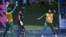 South Africa's Tabraiz Shamsi, right, celebrates an lbw against USA's Shayan Jahangir during the ICC men's Twenty20 World Cup 2024 Super Eight cricket match between the U.S. and South Africa at Sir Vivian Richards Stadium in North Sound, Antigua and Barbuda on June 19, 2024. 