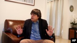 In this Dec. 4, 2018 photo, Jaime Bayly speaks during an interview in Key Biscayne, Florida.