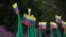 Venezuela flags during a protest of civil organizations in support of Venezuelan President Nicolas Maduro's government, in Mexico City, Mexico, April 19, 2017.