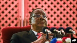 Malawi former President Peter Mutharika addresses the media at a news conference in Blantyre, June 27, 2020.