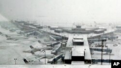 Aeropuerto O'Hare International en Chicago, donde 2.200 vuelos fueron cancelados debido a una fuerte nevada.