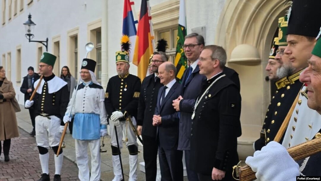 Susret kancelara Nemačke Olafa Šolca i predsednika Srbije Aleksandra Vučića u Frajbergu (Foto: Izvor: FoNet/Instagram)