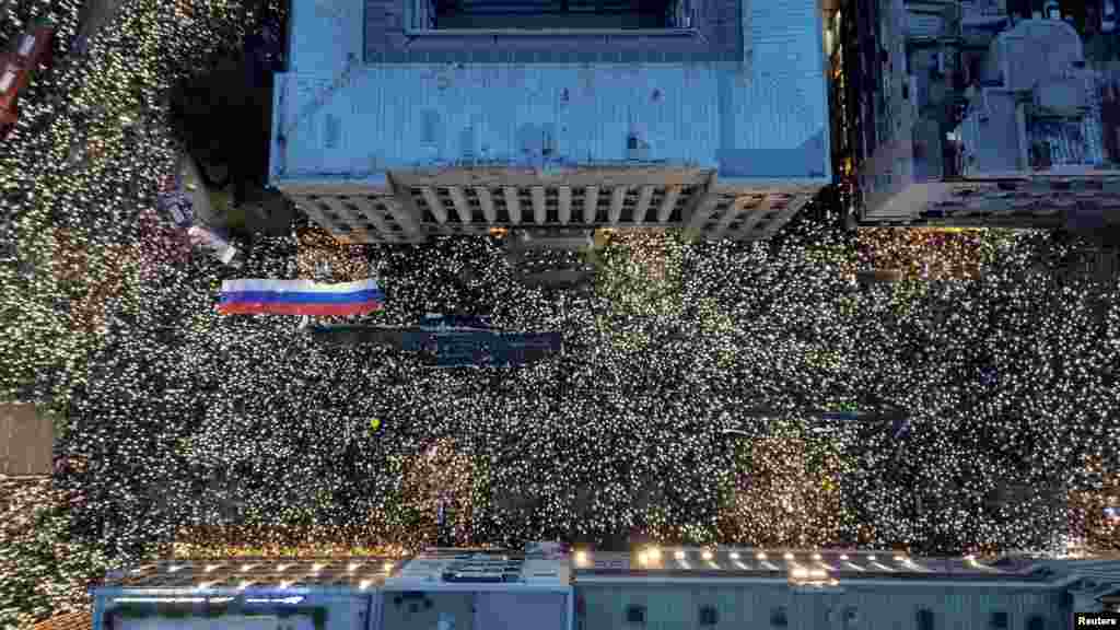 Students protest against government policies, corruption, and negligence, which they blame for the deaths of the victims in the November 2024 Novi Sad railway station disaster, outside the constitutional court in Belgrade, Serbia.