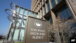 Exterior view of the European Medicines Agency, EMA, in Amsterdam's business district, Netherlands, Tuesday, April 20, 2021. Experts at the European Medicines Agency are preparing to present the conclusions of their investigation later on Tuesday…