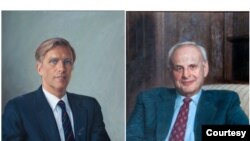 A combination of portraits shows long-time U.S. diplomats and friends Winston Lord (L) and Leslie Gelb. (Courtesy - Council on Foreign Relations)
