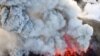 Foto udara menunjukkan letusan gunung Shinmoedake antara Miyazaki dan Kagoshima di Jepang barat daya. (Courtesy: Kyodo)