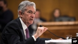 Federal Reserve Chairman Jerome Powell testifies before the Senate Banking, Housing and Urban Affairs Committee, Feb. 26, 2019 in Washington. 