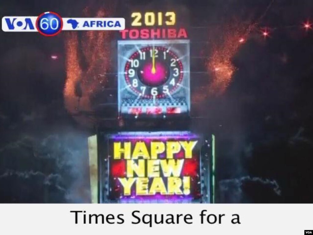 Throngs of people pack New York's Times Square for a traditional New Year's celebration.