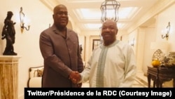 Président Félix Tshisekedi ya Congo démocratique na mokokani wa ye ya Gabon, Ali Bongo Ondimba, bapesani mbote na Libreville, 11 juin 2019. (Twitter/Présidence RDC)