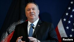 U.S. Secretary of State Mike Pompeo speaks during a news conference at the U.S. Embassy in Kabul, Afghanistan, June 25, 2019.