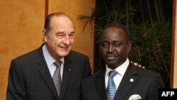 Le président centrafricain Francois Bozize et Jacques Chirac, le 14 février 2007.