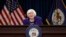 美国联邦公开市场委员会(fomc)会议结束后，美联储主席耶伦(Janet Yellen)在新闻发布会上（2017年12月13日）。