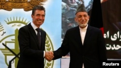 افغان صدر حامد کرزۍ او د نیټو جنرل سیکریټري اینډرس فاگ راسموسن