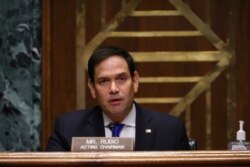 FILE - Republican Senator Marco Rubio speaks during a hearing on Capitol Hill in Washington, Jan. 19, 2021.