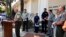 Santa Barbara County Sheriff Bill Brown, at podium, announces that 18 people killed in the California dive boat fire have been positively identified, at a news conference in Santa Barbara, Calif., Sept. 6, 2019.