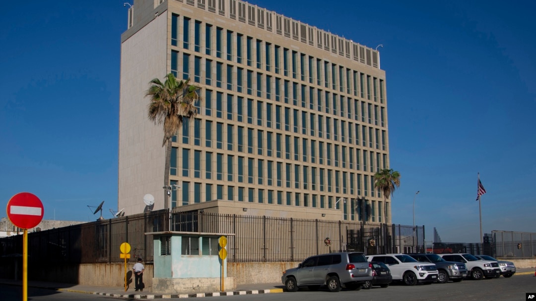 FILE - The U.S. Embassy in Havana, Cuba, is seen on Jan. 4, 2023. A report released on Jan. 10, 2025, said that U.S. intelligence agencies generally believe that the nation's adversaries are not tied to the so-called Havana Syndrome illnesses.