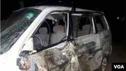 Sawir keyd ah oo muujinaya gaari la qarxiyey 