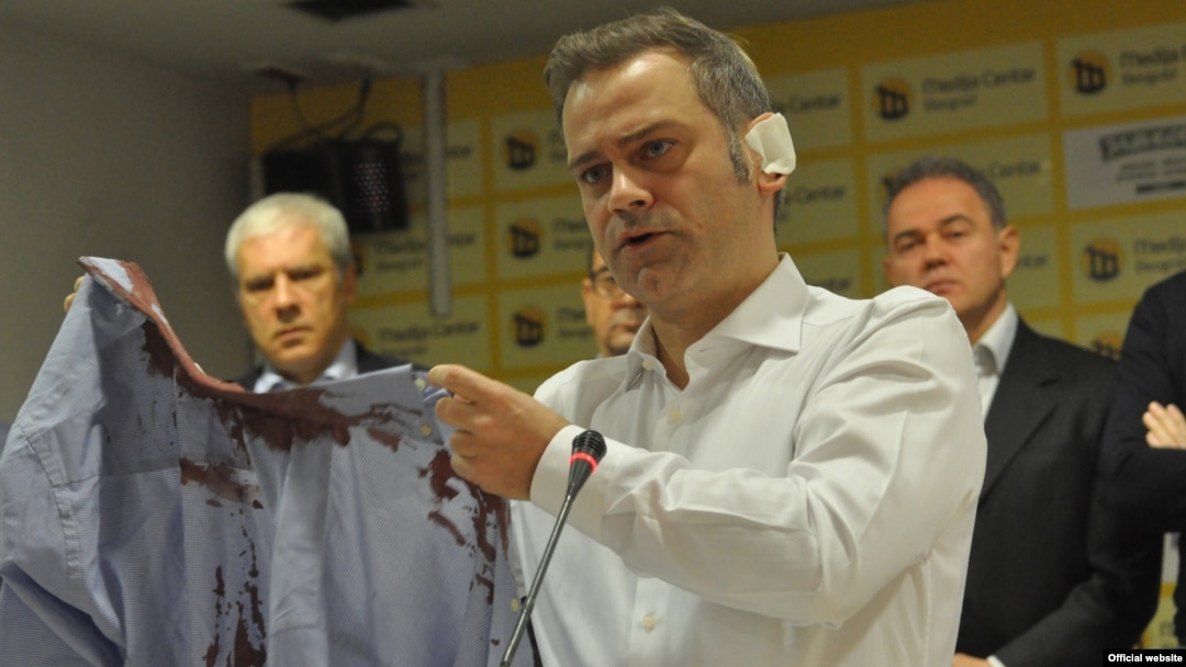 Arhiva - Konferencija za štampu vođa opozicije, nakon povređivanja lidera Levice Srbije Borka Stefanovića u Kraljevu, u Medijacentru u Beogradu, 24. novembra 2018. (Foto: Medijacentar Beograd)