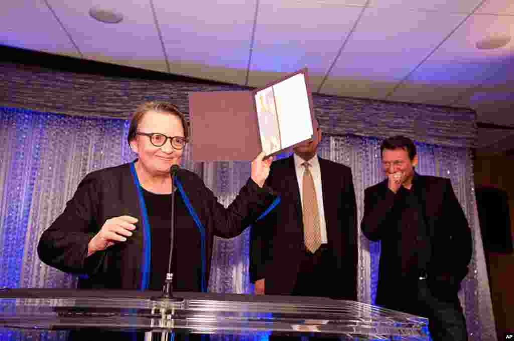 Agnieszka Holland, "In Darkness", accepts her certificate of nomination for the 84th Academy Awards from at a Foreign Language Film Award reception held in the Grand Lobby of the Samuel Goldwyn Theater in Beverly Hills, CA on Friday February 24, 2012. (P