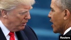 Tổng thống Mỹ Donald Trump và người tiền nhiệm Barack Obama. 