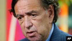 FILE - Former U.S. diplomat Bill Richardson speaks to reporters after a news conference in New York, on Nov. 16, 2021.