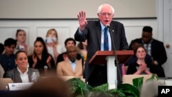 Sen. Bernie Sanders speaks during a town hall with black lawmakers, April 18, 2019, in Spartanburg, S.C. Ahead of the event, Sanders announced 2020 campaign endorsements from seven black South Carolina lawmakers.