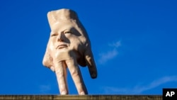 After five years of provoking controversy and myriad emotions among residents of New Zealand's capital, Quasi the sculpture, pictured Oct. 30, 2024, will be removed from the roof of City Gallery. 