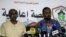 Spokesmen for the protest movement speak to the press in the Sudanese capital Khartoum, April 27, 2019. 