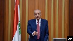 Ketua Parlemen Lebanon Nabih Berri, di Gedung Parlemen di Beirut, Lebanon. (Foto: dok).