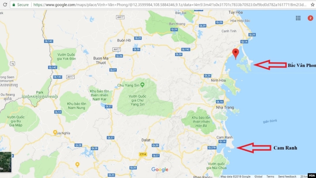 Vị trí Bắc Vân Phong trên bản đồ. Ảnh: Lê Anh Hùng