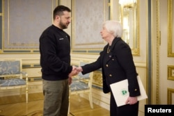 Ukraine's President Zelenskiy welcomes U.S. Treasury Secretary Yellen in Kyiv