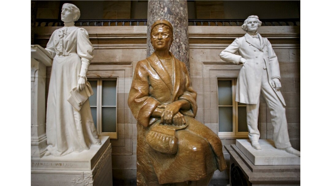 FILE - The statue of African-American civil rights activist Rosa Parks is seen in Statuary Hall on Capitol Hill in Washington, D.C., Dec. 1, 2014,