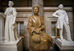 FILE - The statue of African-American civil rights activist Rosa Parks is seen in Statuary Hall on Capitol Hill in Washington, D.C., Dec. 1, 2014,
