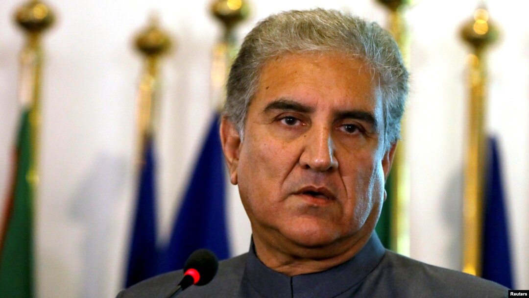 Pakistan's new Foreign Minister Shah Mehmood Qureshi listens during a news conference at the Foreign Ministry in Islamabad, Pakistan, Aug. 20, 2018.