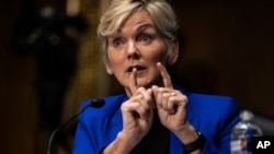 FILE - Former Gov. Jennifer Granholm testifies before the Senate Energy and Natural Resources Committee during a hearing to examine her nomination to be Secretary of Energy, Jan. 27, 2021 on Capitol Hill in Washington. 