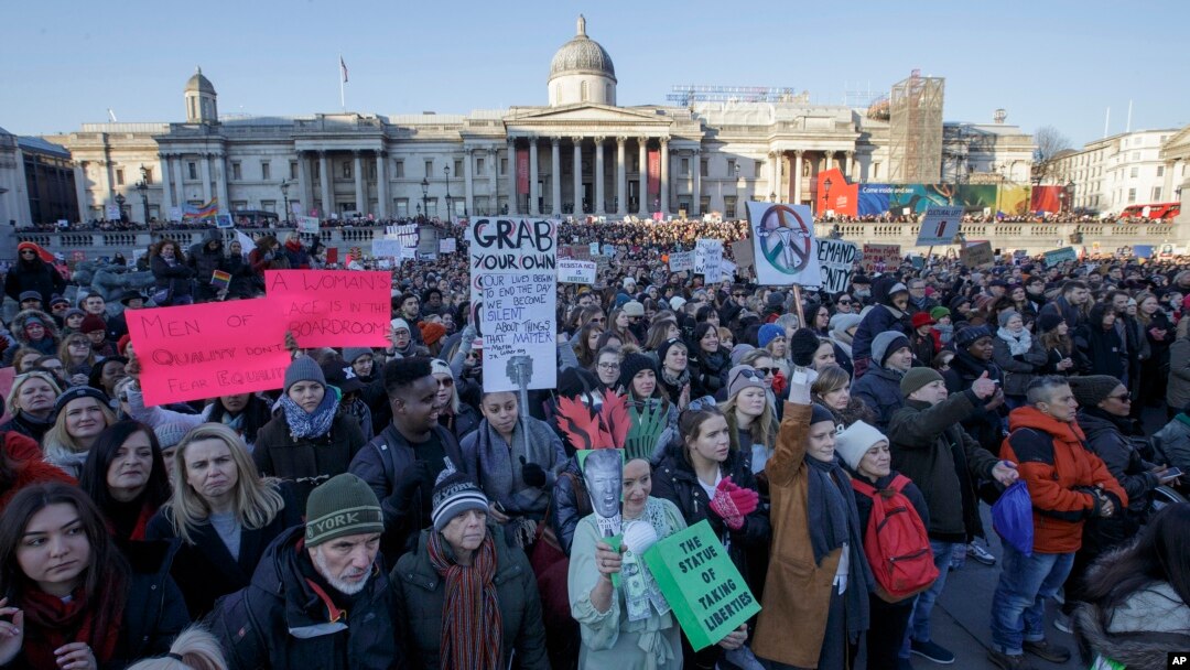 Protesti na Trafalgar skveru u Londonu, 21. januar 2017.