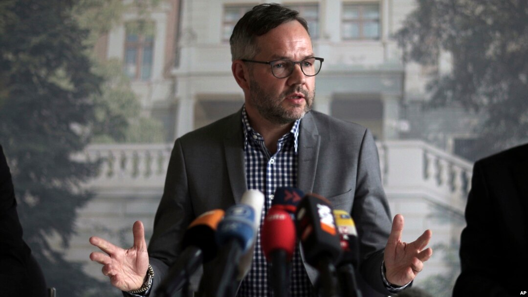 German Deputy Foreign Minister Michael Roth speaks to the media on detained German-Turkish journalist Deniz Yucel, in Istanbul, April 4, 2017.