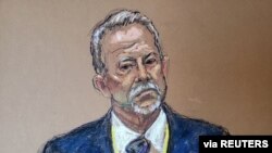 Use-of-force expert Barry Brodd is questioned on the twelfth day of the trial of former Minneapolis police officer Derek Chauvin, Minneapolis, Minnesota, April 13, 2021, in this courtroom sketch. 