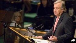 United Nations Secretary-General Antonio Guterres speaks during the 72nd session of the United Nations General Assembly at U.N. headquarters, Sept. 19, 2017. 