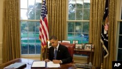 U.S. President Barack Obama in the Oval Office.